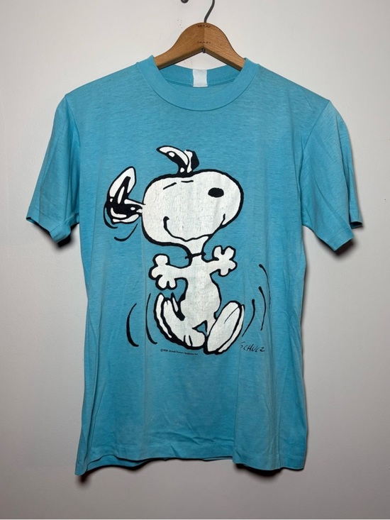 Unknown Other - Vintage 80s/90s Peanuts Snoopy "Happy Dance" T-Shirt - Single Stitch - Sky Blue